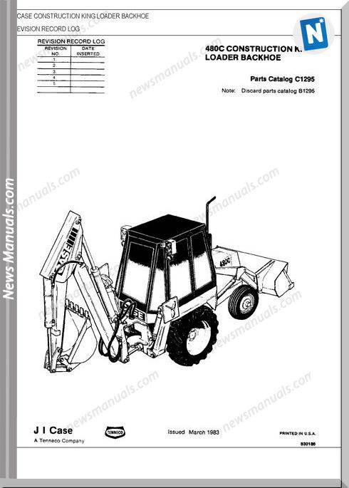 Case 480C Construction King Backhoe Parts Catalog