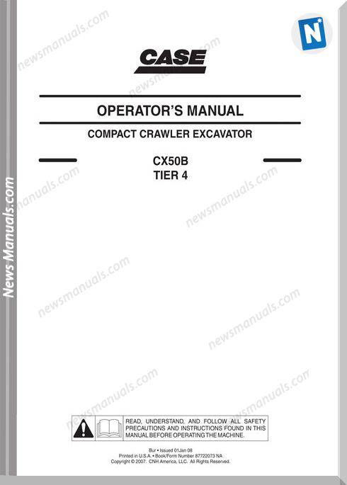 Case Excavator Cx50B Tier 4 Operators Manual