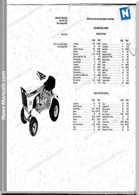 Case Ingersoll Tractor 1012-1014-1016 Parts Catalogue