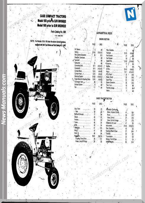 Case Ingersoll Tractor 155195 Prior (989) Parts Catalog