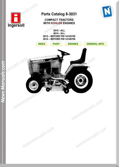 Case Ingersoll Tractor 3010401430123014 Parts Catalog