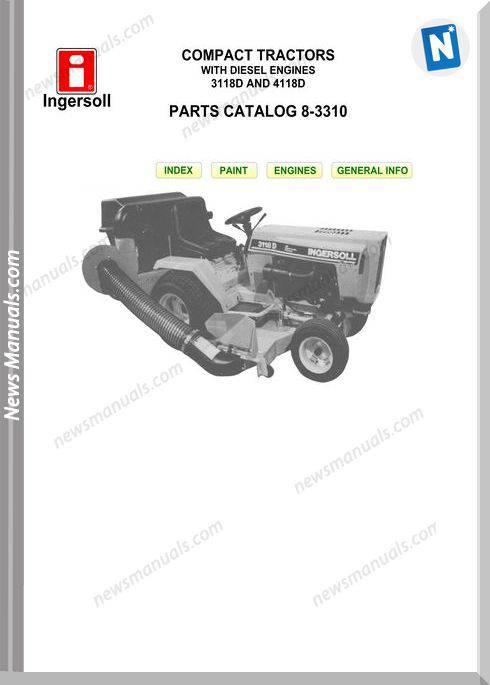 Case Ingersoll Tractor 3118D-4118D 8-3310 Parts Catalog