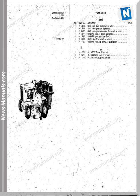 Case Ingersoll Tractor Model 1214(8-3270) Parts Catalog