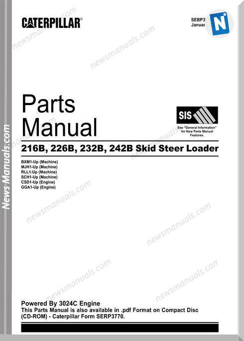 Caterpillar 216B, 226B, 232B, 242B Parts Manual