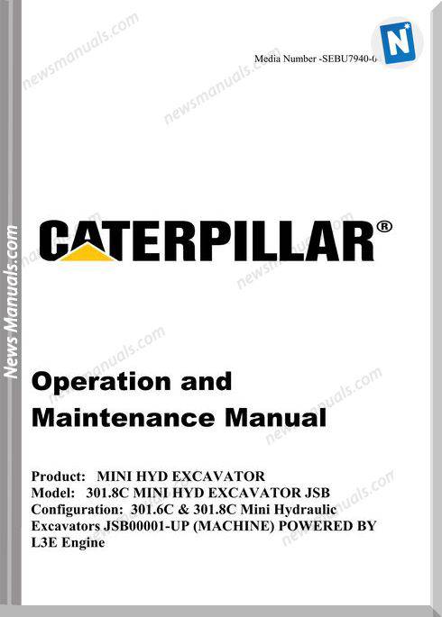 Caterpillar 301 8C Mini Excavator Maintenance Manual