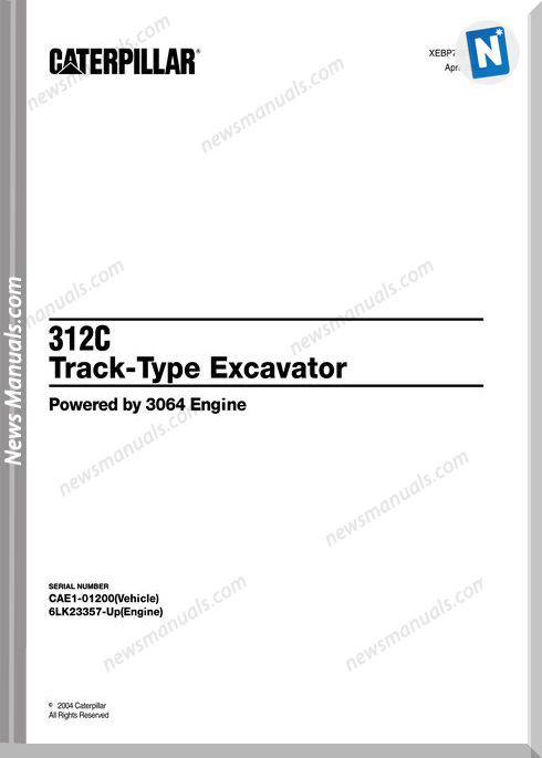 Caterpillar 312C Track-Type Excavator 2004 Parts Manual