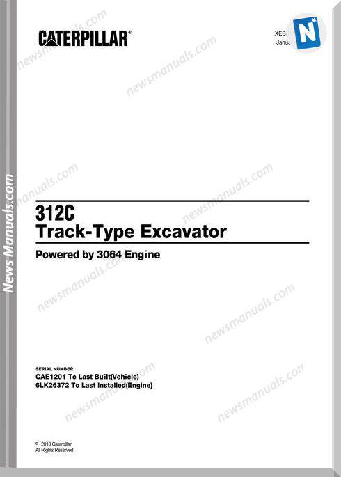 Caterpillar 312C Track-Type Excavator 2010 Parts Manual