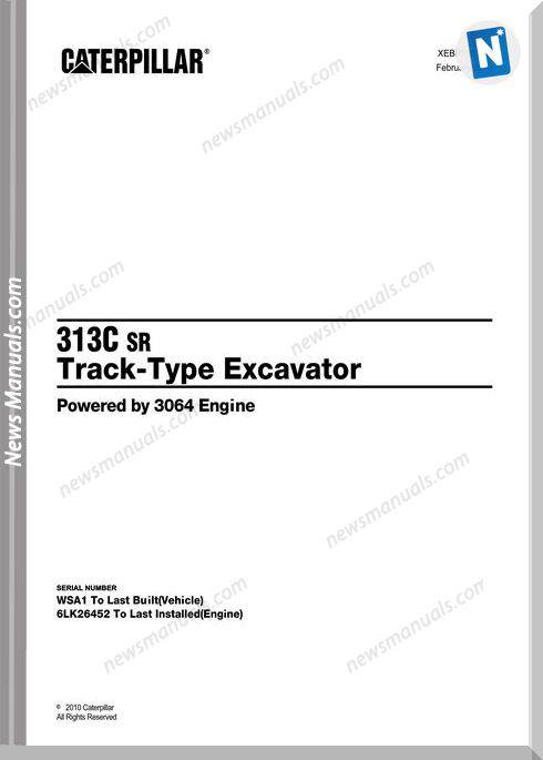 Caterpillar 313C Sr 2010 Track Excavator Parts Manual