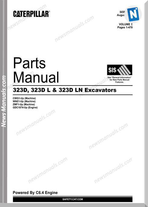 Caterpillar 323D 323D L 323D Ln Excavators Parts Manual