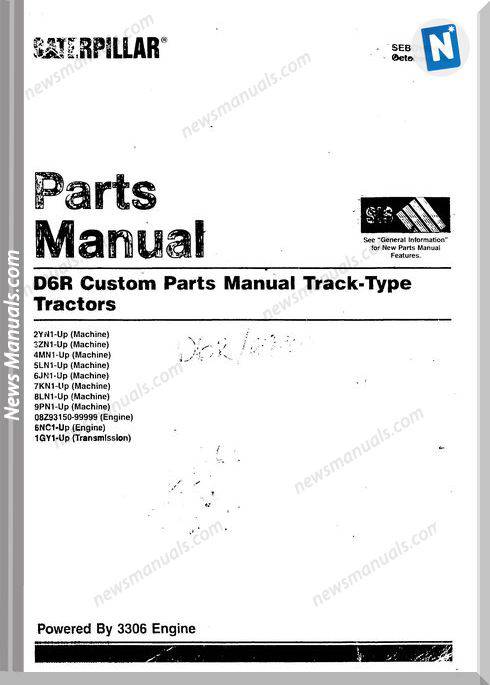 Caterpillar D6R Models Parts Manual