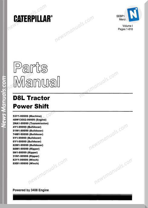 Caterpillar D8Ltractor Power Shift Parts Manual
