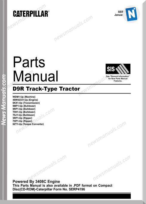 Caterpillar D9R Track-Type Tractor Parts Manual