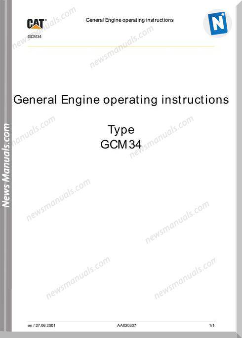 Caterpillar Engine Type Gcm34 Operation Instruccions
