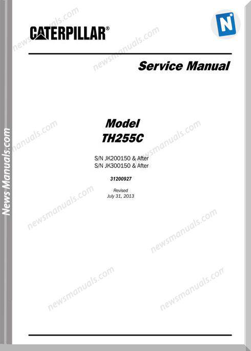 Caterpillar Th255C Telescpic Forklift Service Manual