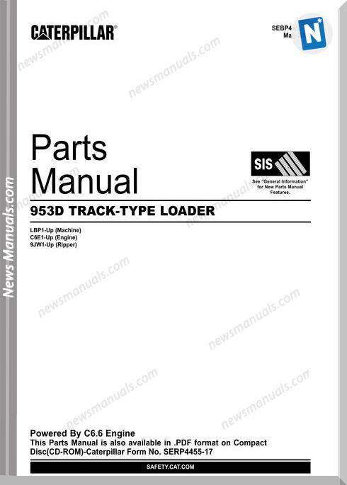Caterpillar Track-Type Loader 953D Parts Manual