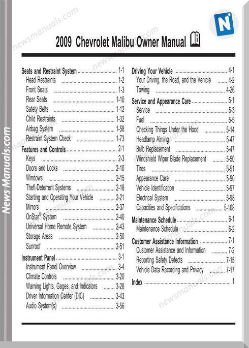 Chevrolet Malibu 2009 Owner Manual