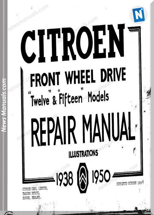 Citroen 11Cv 15Cv Traction Avant Manual Diagrams