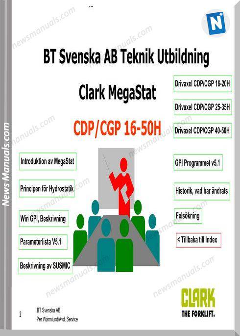 Clark Megastad Cdp,Cgp 16-50H Models Service Training
