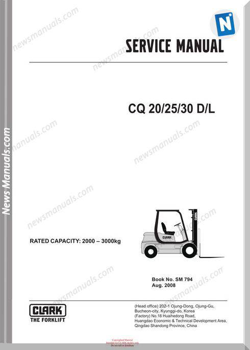 Clark models 794 Service Manual