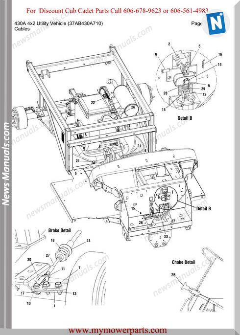 Cub Cadet 430A 4X2 Utility 37Ab430A710 Parts Manual
