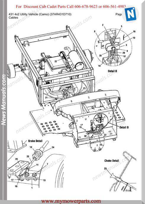 Cub Cadet 431 4X2 Utility Camo 37Ar431D710 Parts Manual