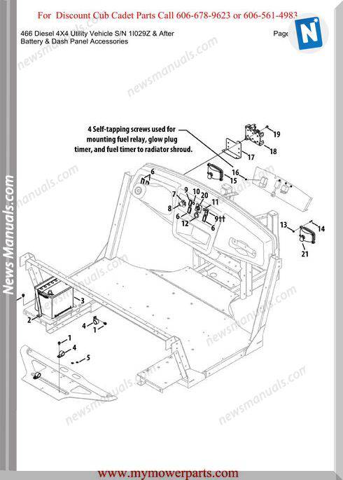 Cub Cadet 466 Diesel 4X4 Sn 1I029Z-After Parts Manual