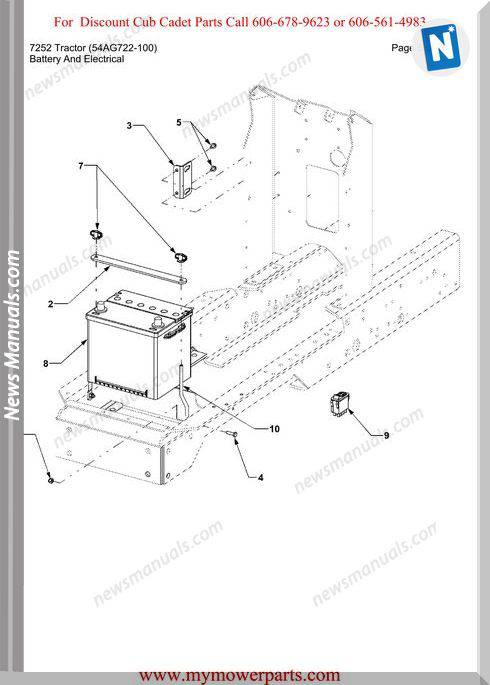 Cub Cadet 7252 Tractor 54ag722 100 Parts Manual