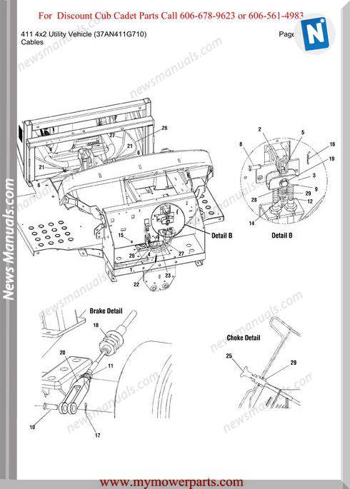 Cub Cadet Parts Manual 411 4X2 Vehicle 37An411G710