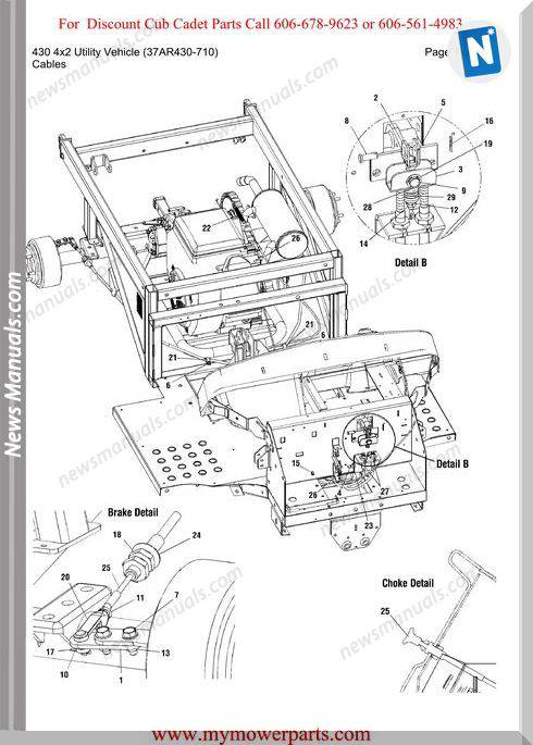 Cub Cadet Parts Manual 430 4X2 Vehicle 37Ar430 710