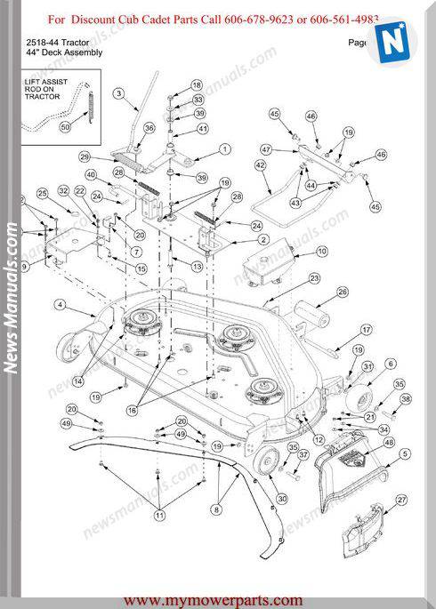 Cub Cadet Parts Manual For Model 2518 44 Tractor