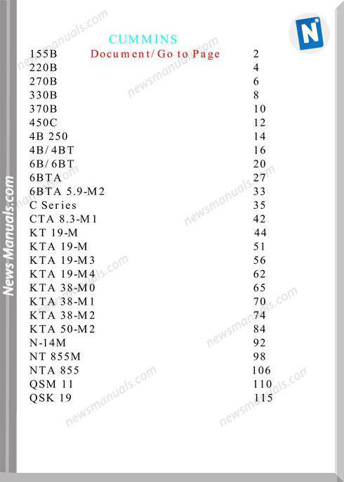 Cummins All Series Engine Specifications