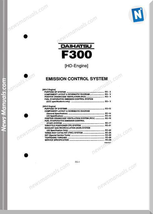 Daihatsu F300 Hd Engine Emission Control System
