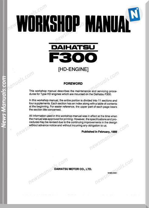 Daihatsu Fe300 Engine Service Manual