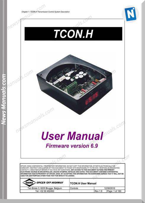 Dana Tcon.H Firmware Version 6.9 English User Manual