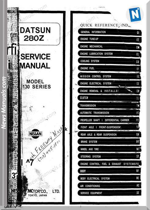 Datsun Service Manuals 280Z 1975