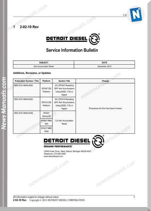 Detroit Diesel-Ash Accumulator Reset Training Manual