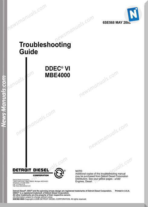 Detroit Diesel Ddec Vi Mbe4000 6Se568 Troubleshooting