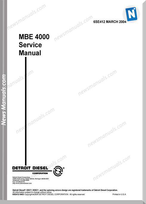 Detroit Diesel Mbe4000 Service Manual