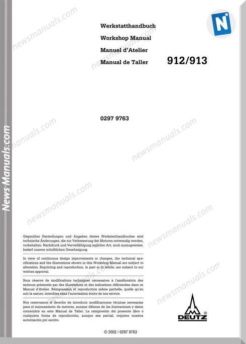 Deutz 912 913 No 02979763 Workshop Manual