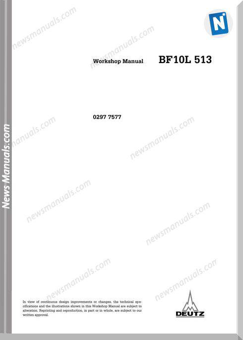 Deutz Bf10L 513 Workshop Manual