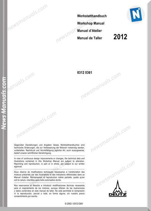 Deutz Engine Bfm 2012 Workshop Manual