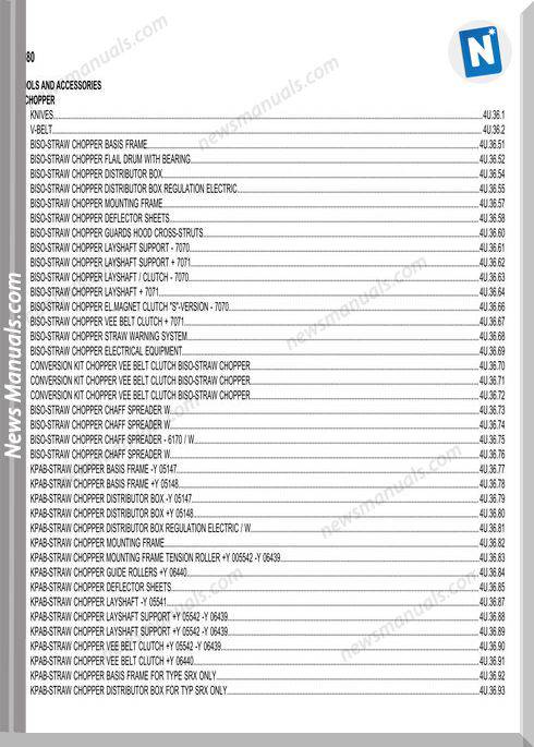 Deutz Fahr 4080 Models Parts Manual