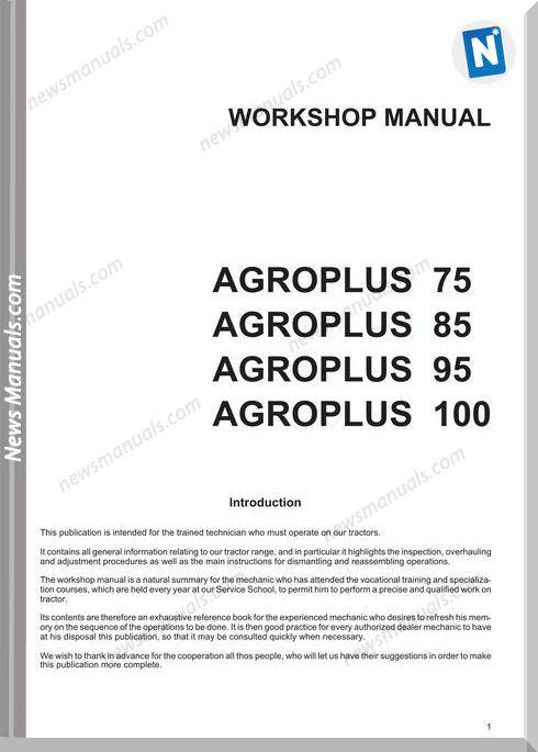 Deutz Fahr Agroolus 75 85 95 100 Workshop Manual
