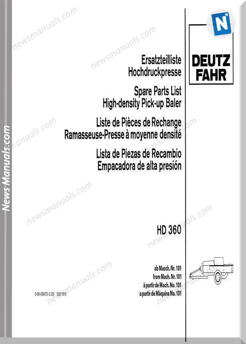Deutz Hd-360 Parts Manual German