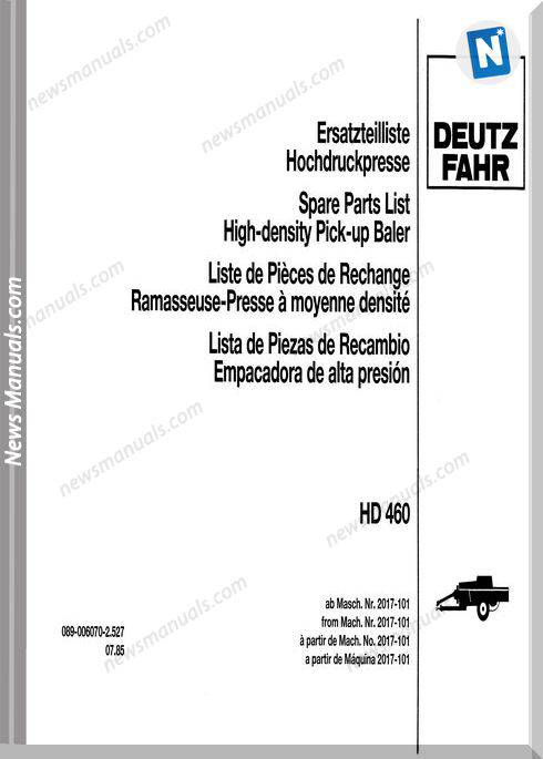 Deutz Hd-460 Parts Manual German