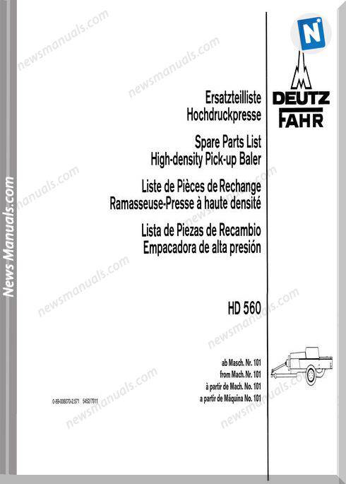 Deutz Hd-560 Parts Manual German