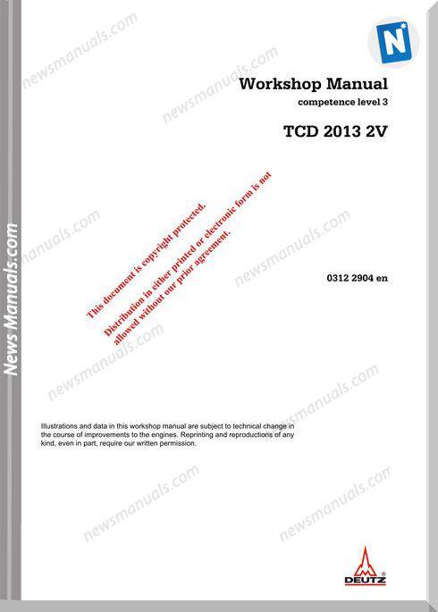 Deutz Tcd 2013 2V Models Workshop Manual