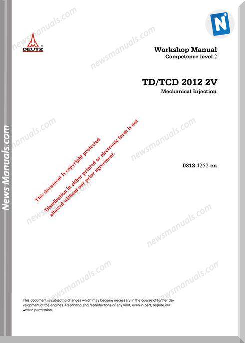 Deutz Td,Tcd 2012 2V Workshop Manual