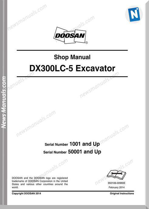 Doosan Crawled Excavators Dx300Lc 5 Shop Manual
