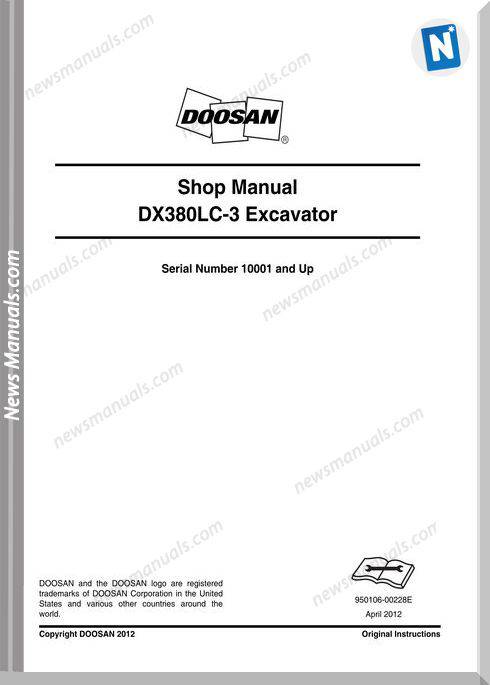 Doosan Crawled Excavators Dx380Lc 3 Shop Manual